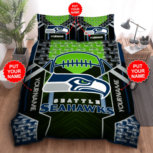 Personalized Seattle Seahawks Duvet Cover Pillowcase Bedding Set