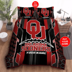 Personalized Oklahoma Sooners Duvet Cover Pillowcase Bedding Set