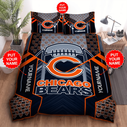 Personalized Chicago Bears Duvet Cover Pillowcase Bedding Set