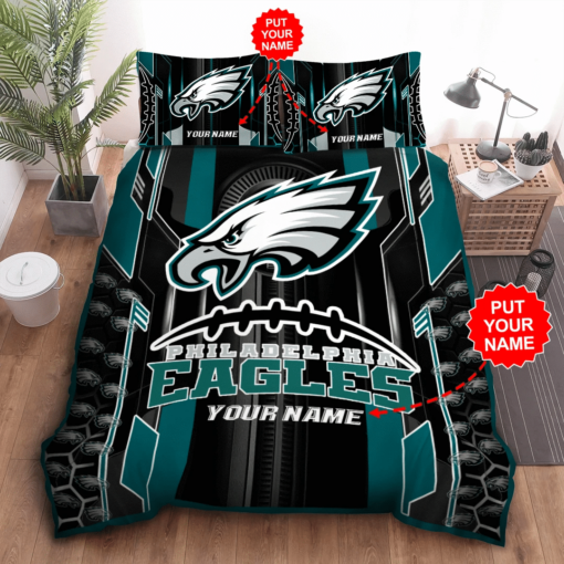 Personalized Philadelphia Eagles Duvet Cover Pillowcase Bedding Set