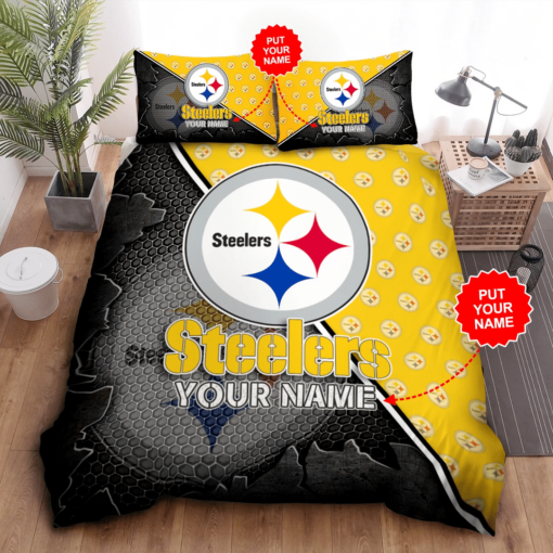 Personalized Pittsburgh Steelers Duvet Cover Pillowcase Bedding Set