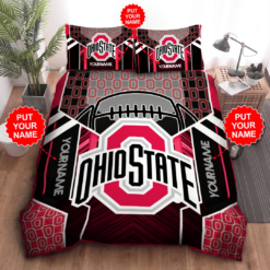 Personalized Ohio State Buckeyes Duvet Cover Pillowcase Bedding Set