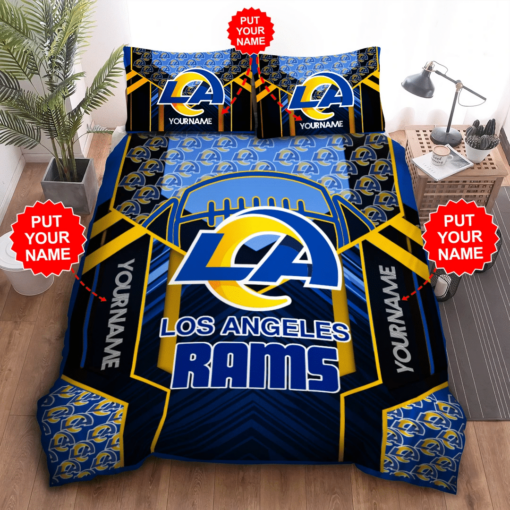 Personalized Los Angeles Rams Duvet Cover Pillowcase Bedding Set