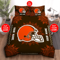 Personalized Cleveland Browns Duvet Cover Pillowcase Bedding Set