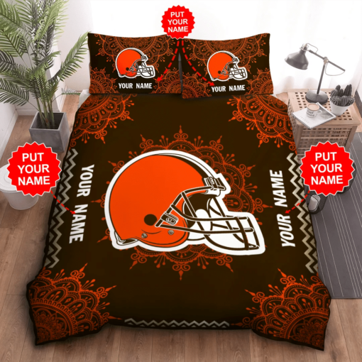 Personalized Cleveland Browns Duvet Cover Pillowcase Bedding Set