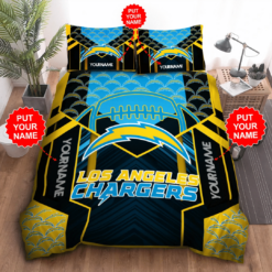 Personalized Los Angeles Chargers Duvet Cover Pillowcase Bedding Set