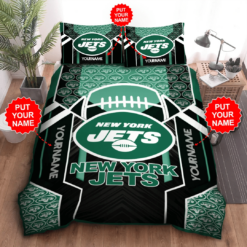 Personalized New York Jets Duvet Cover Pillowcase Bedding Set