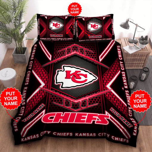 Personalized Kansas City Chiefs Duvet Cover Pillowcase Bedding Set