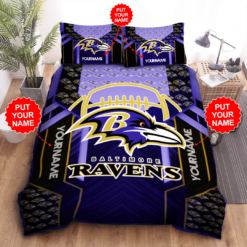 Personalized Baltimore Ravens Duvet Cover Pillowcase Bedding Set