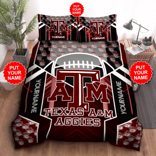 Personalized Texas A M Aggies Duvet Cover Pillowcase Bedding Set