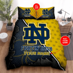 Personalized Notre Dame Fighting Irish Duvet Cover Pillowcase Bedding Set