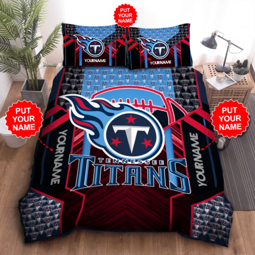 Personalized Tennessee Titans Duvet Cover Pillowcase Bedding Set