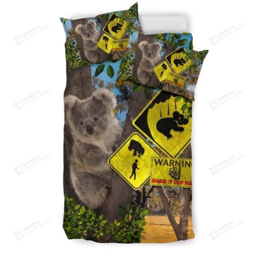 Koala Warning Beware Of Drop Bear Sign Bedding Set Bed Sheets Spread Comforter Duvet Cover Bedding Sets