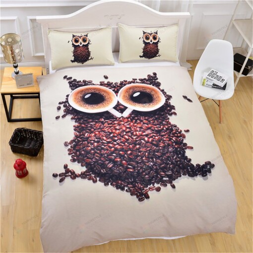 Owl Coffee Bedding Set(Duvet Cover & Pillow Cases)
