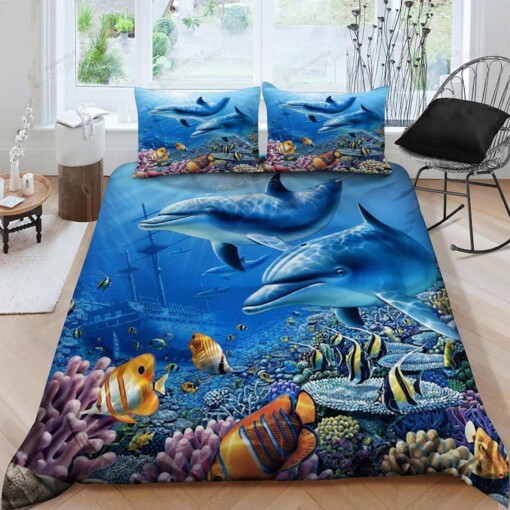 Dolphin Cotton Bed Sheets Spread Comforter Duvet Cover Bedding Sets