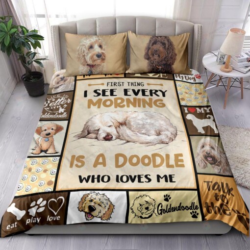 Goldendoodle I See Every Morning Bedding Set Bed Sheets Spread Comforter Duvet Cover Bedding Sets