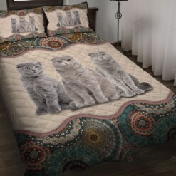 Scottish Fold Mandala Quilt Bedding Set