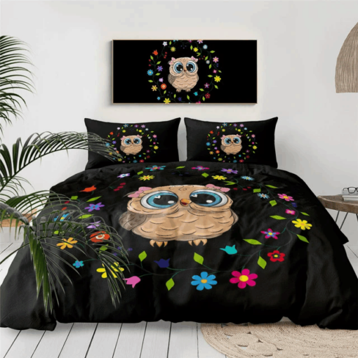 Owl Cotton Bed Sheets Spread Comforter Duvet Cover Bedding Sets