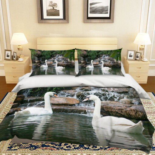 Swans  Bed Sheets Spread Comforter Duvet Cover Bedding Sets