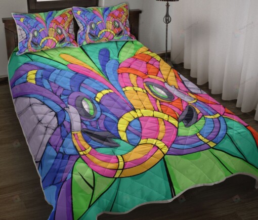 Elephant Friends Colorful Art Quilt Bedding Set