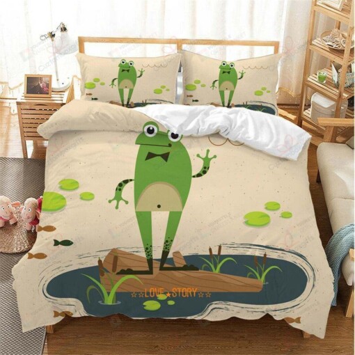 Frog Cotton Bed Sheets Spread Comforter Duvet Cover Bedding Sets