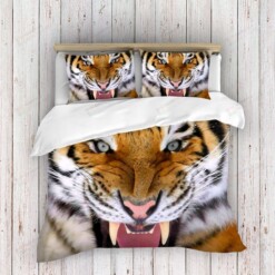 Angry Tiger Face Bedding Set Bed Sheets Spread Comforter Duvet Cover Bedding Sets