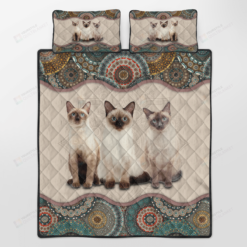 Siamese Cat Mandala Quilt Bedding Set