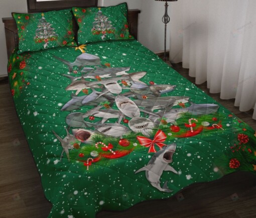 Shark Christmas Style Quilt Bed Set Bedding Set