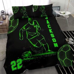 Soccer Custom Duvet Cover Bedding Set Neon With Your Name