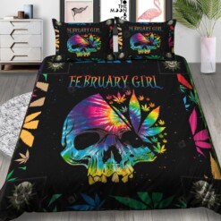 Lp- February Girl Skull Weed Colorfull Bedding Set