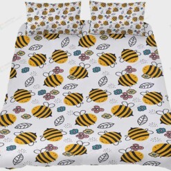 Cute Cartoon Bees Pattern Bed Sheets Duvet Cover Bedding Sets