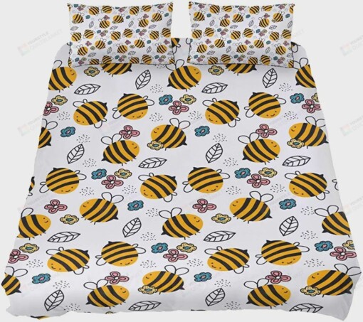 Cute Cartoon Bees Pattern Bed Sheets Duvet Cover Bedding Sets