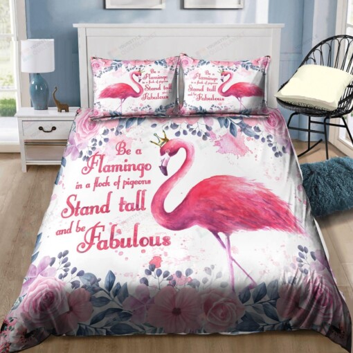 Flamingo Be A Flamingo Stand Tall And Fabulous Bedding Set Cotton Bed Sheets Spread Comforter Duvet Cover Bedding Sets