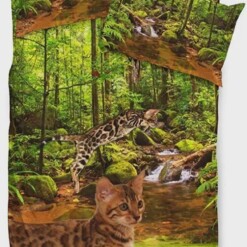 Bengal Cat In Jungle Print Bedding Set Bed Sheets Spread Comforter Duvet Cover Bedding Sets