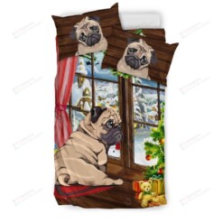 Pug Dog Christmas Bedding Set Cotton Bed Sheets Spread Comforter Duvet Cover Bedding Sets