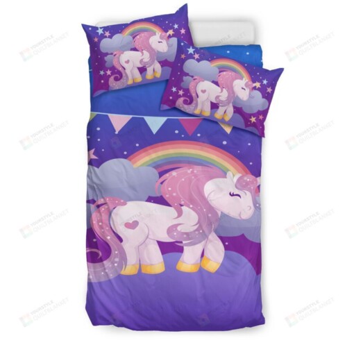 Purple Rainbow Unicorn Bedding Set Cotton Bed Sheets Spread Comforter Duvet Cover Bedding Sets