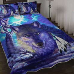 Wolf Under The Moonlight Quilt Bedding Set