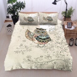 Owl Cotton Bed Sheets Spread Comforter Duvet Cover Bedding Sets