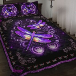 Purple Dragonfly Quilt Bedding Set