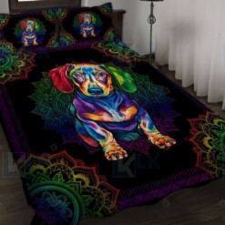 Dachshunds Rainbow Mandala Quilt Bedding Set