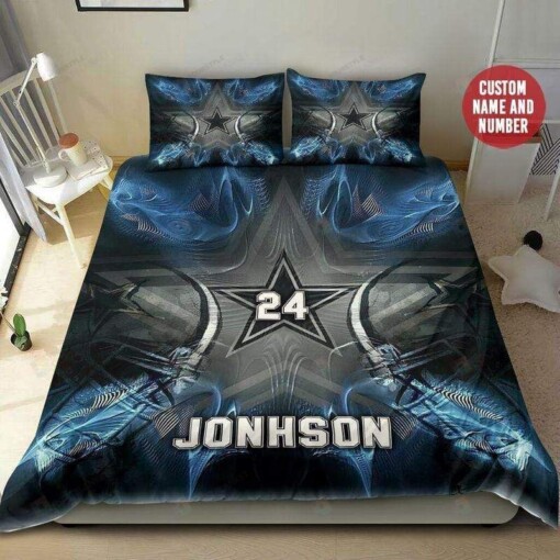 Football Cowboys Team Star Custom Name Duvet Cover Bedding Set