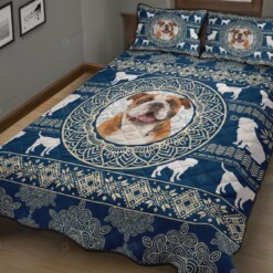 Bulldog Mandala Pattern Quilt Bedding Set Cotton Bed Sheets Spread Comforter Duvet Cover Bedding Sets