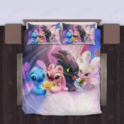 Toothless And Light Fury Dragons - Angel Stitch Lilo Bedding Set