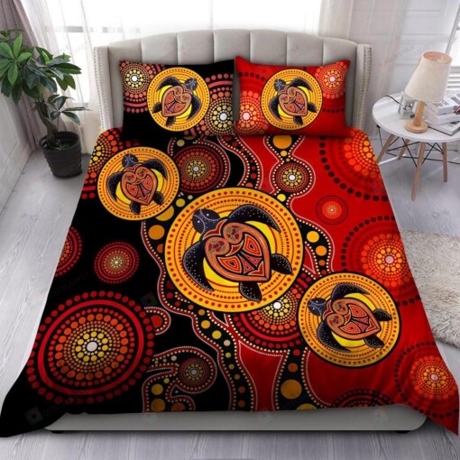 Red Turtle Ethnic Duvet Cover Bedding Set
