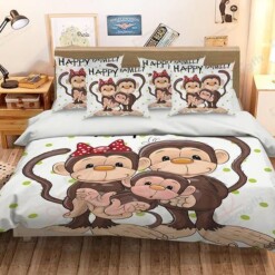 Monkey Family Bedding Set (Duvet Cover & Pillow Cases)