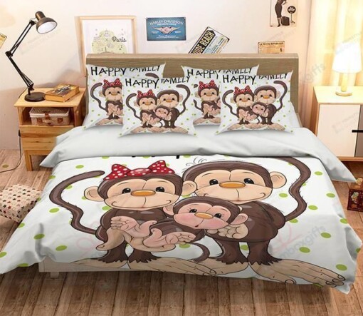 Monkey Family Bedding Set (Duvet Cover & Pillow Cases)