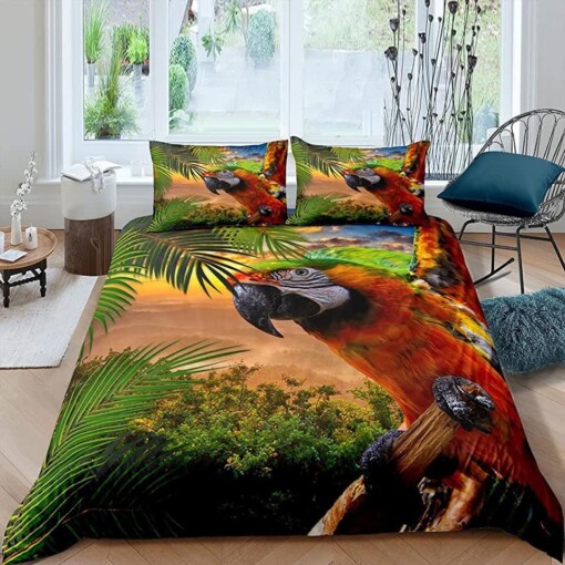 Parrot In Jungle Wild Bedding Set Bed Sheets Spread Comforter Duvet Cover Bedding Sets