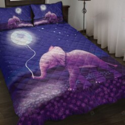 Elephant Play With The Moon Quilt Bedding Set