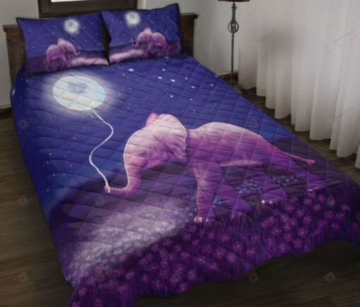 Elephant Play With The Moon Quilt Bedding Set