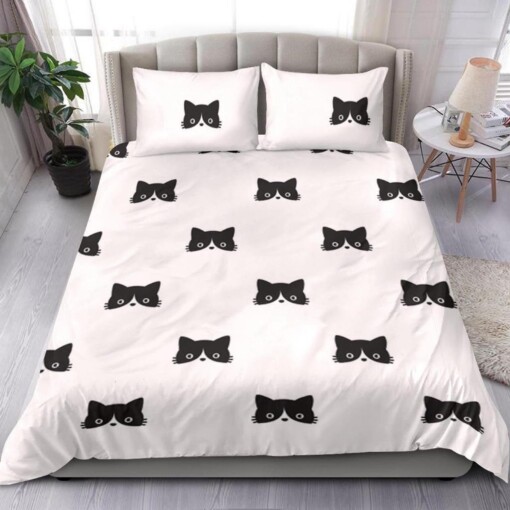 Black Cat Face Bedding Set Bed Sheets Spread Comforter Duvet Cover Bedding Sets